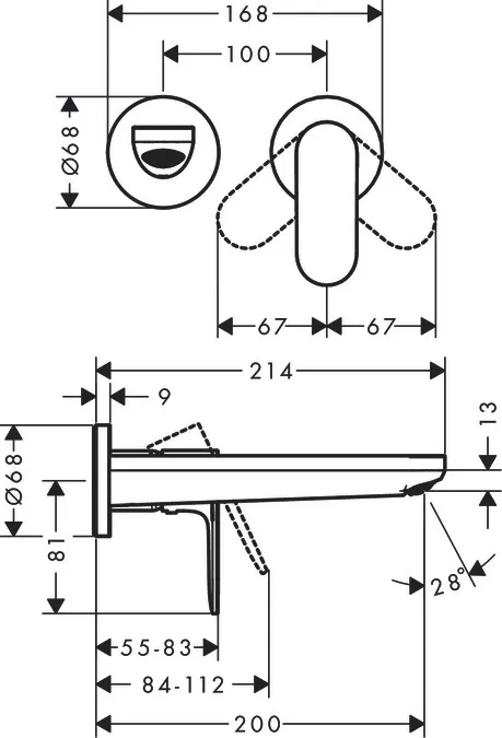 Mitigeur de lavabo encastré Hansgrohe Rebris S 200 mm