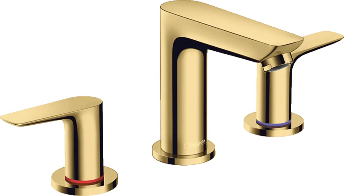 Mélangeur de lavabo 3 trous Hansgrohe Talis E 150 avec tirette et vidage en doré poli