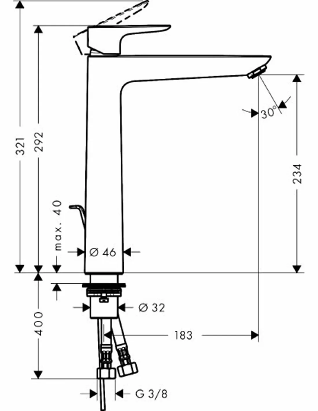 Mitigeur de lavabo Hansgrohe Talis E 240 avec tirette et vidage en bronze brossé — vue 2