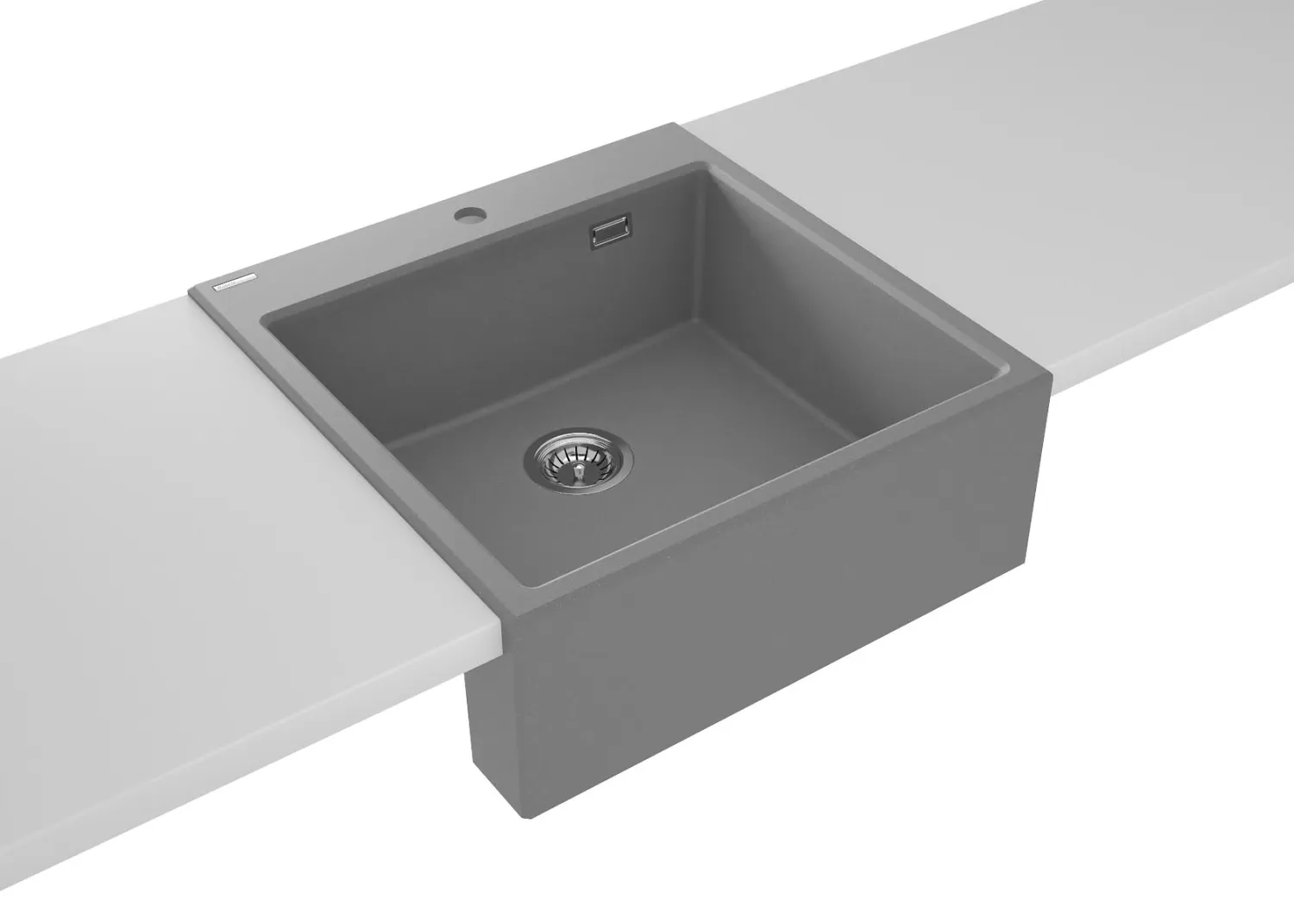 Deante Eridan Single Bowl Granite Kitchen Sink 60 x 61 cm in Metallic Gray with Automatic Drain