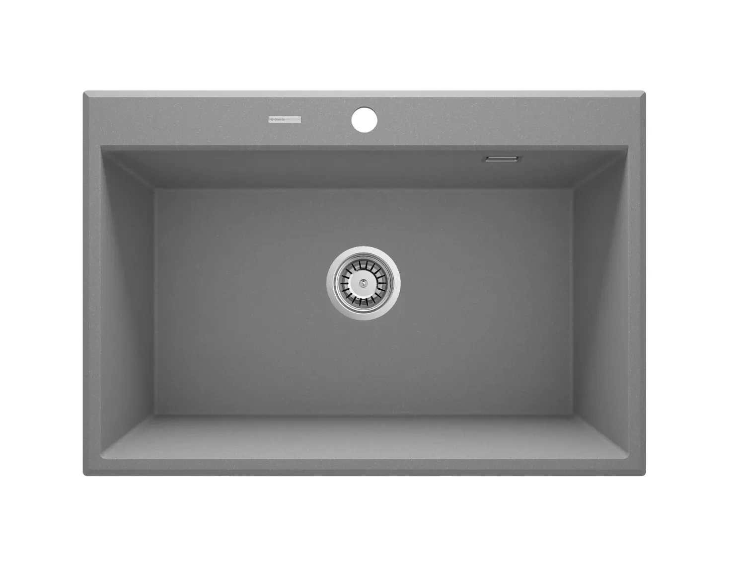 Évier de cuisine encastrable simple bac granit Deante Eridan 70 x 52 cm en gris métallisé avec vidage automatique