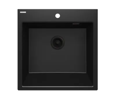 Deante Eridan 60 x 61 cm Matte Black Granite Single Bowl Undermount Kitchen Sink with Automatic Drain