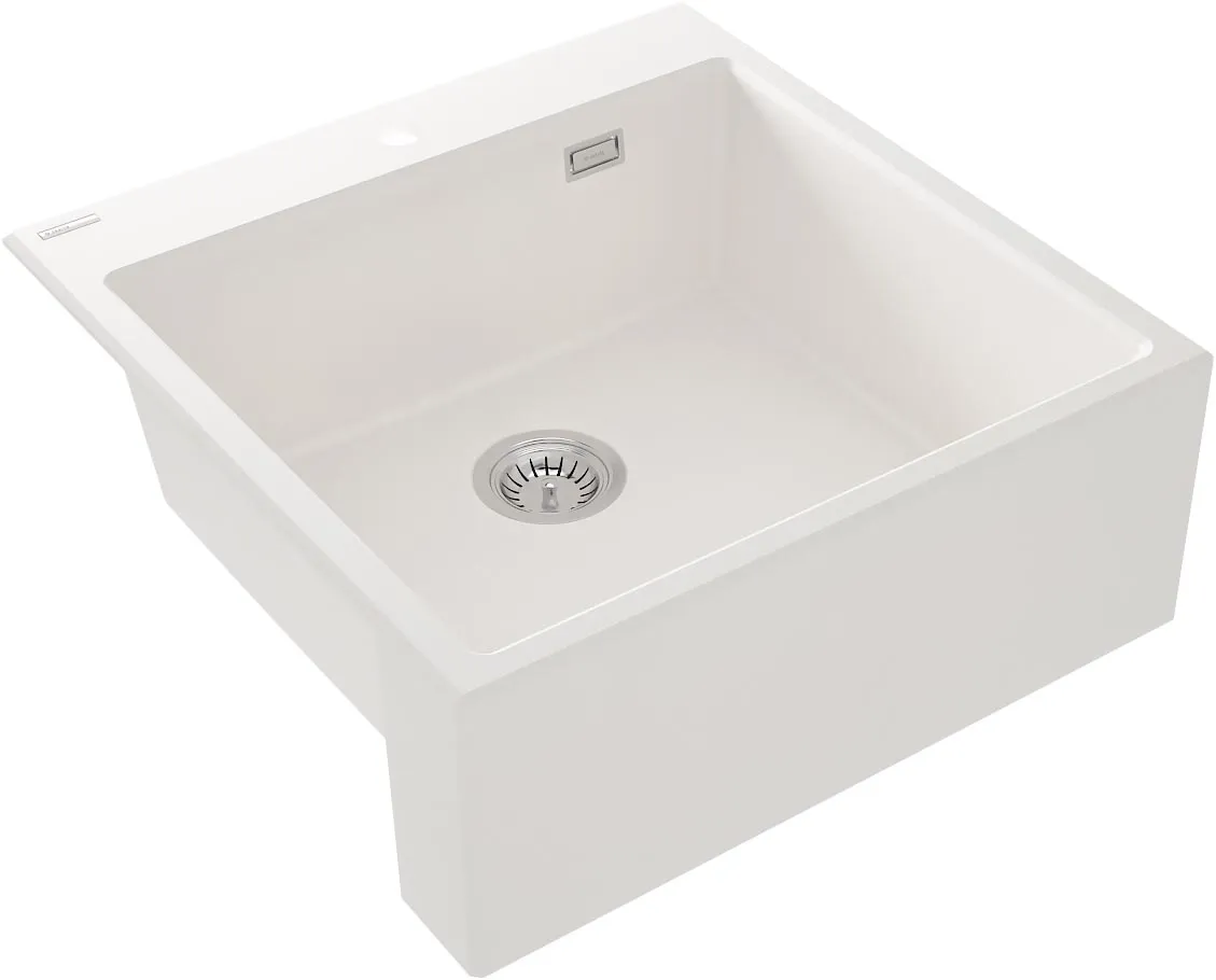 Deante Eridan Single-Bowl Granite Undermount Kitchen Sink 60 x 61 cm in Alabaster with Automatic Drainage