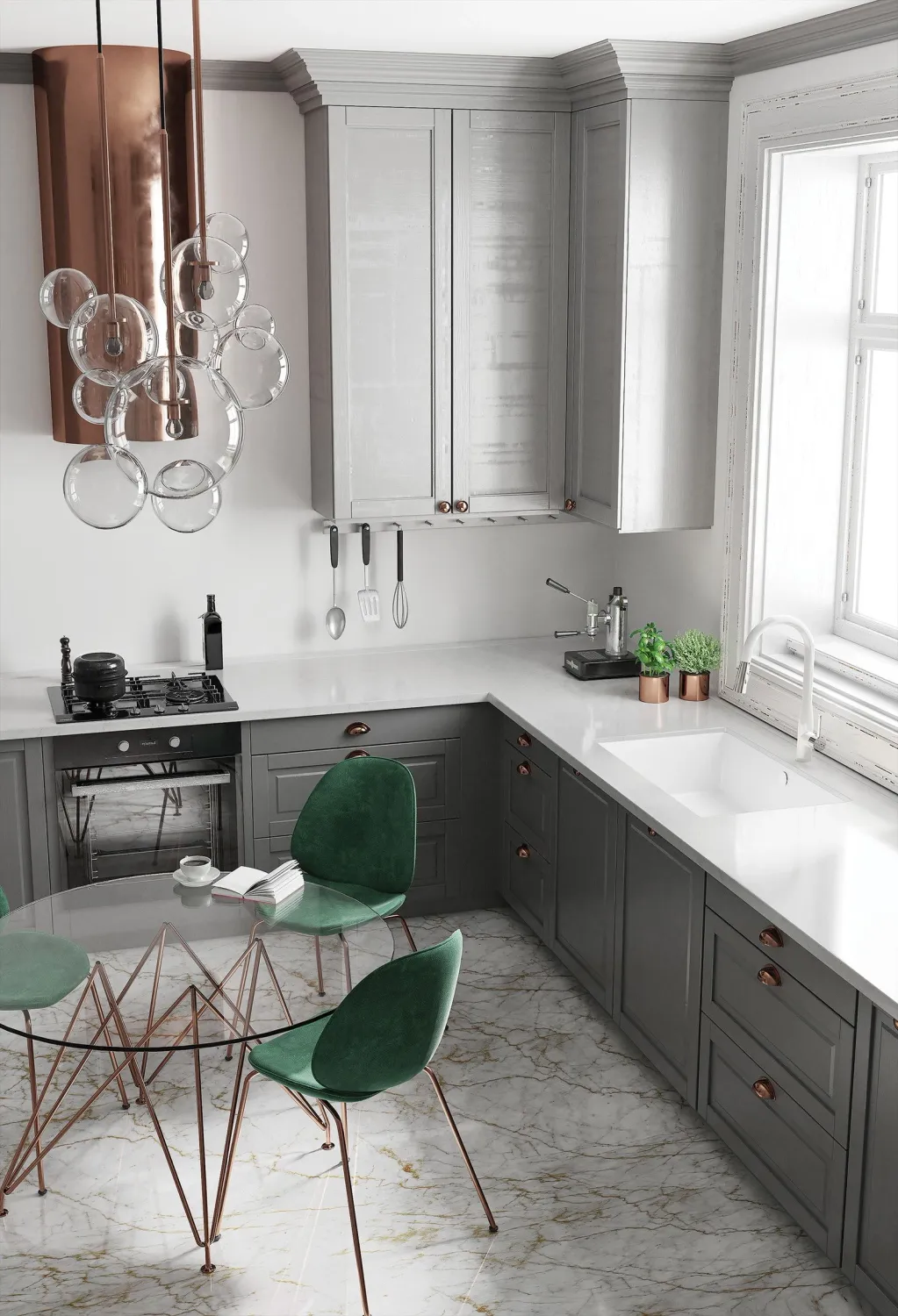 Évier de cuisine encastrable sous plan simple bac granit Deante Corda 80 x 50 cm en blanc alabaster avec vidage manuel — vue 3