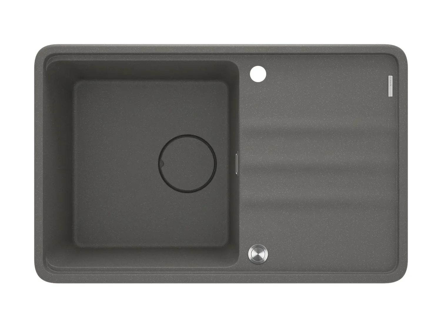 Évier de cuisine encastrable simple bac avec égouttoir granit Deante Momi 78 x 50 cm en anthracite métallisé avec vidage automatique