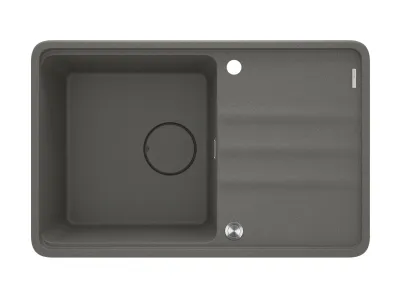 Built-in single-bowl kitchen sink with drainer granite Deante Momi 78 x 50 cm in metallic anthracite with automatic drainage