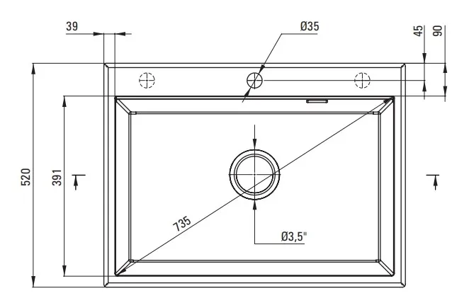 Évier de cuisine encastrable simple bac granit Deante Eridan 70 x 52 cm en blanc alabaster avec vidage automatique télescopique gain de place — vue 3