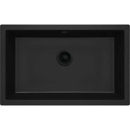 Évier de cuisine encastrable sous plan simple bac granit Deante Corda 80 x 50 cm en noir avec vidage manuel