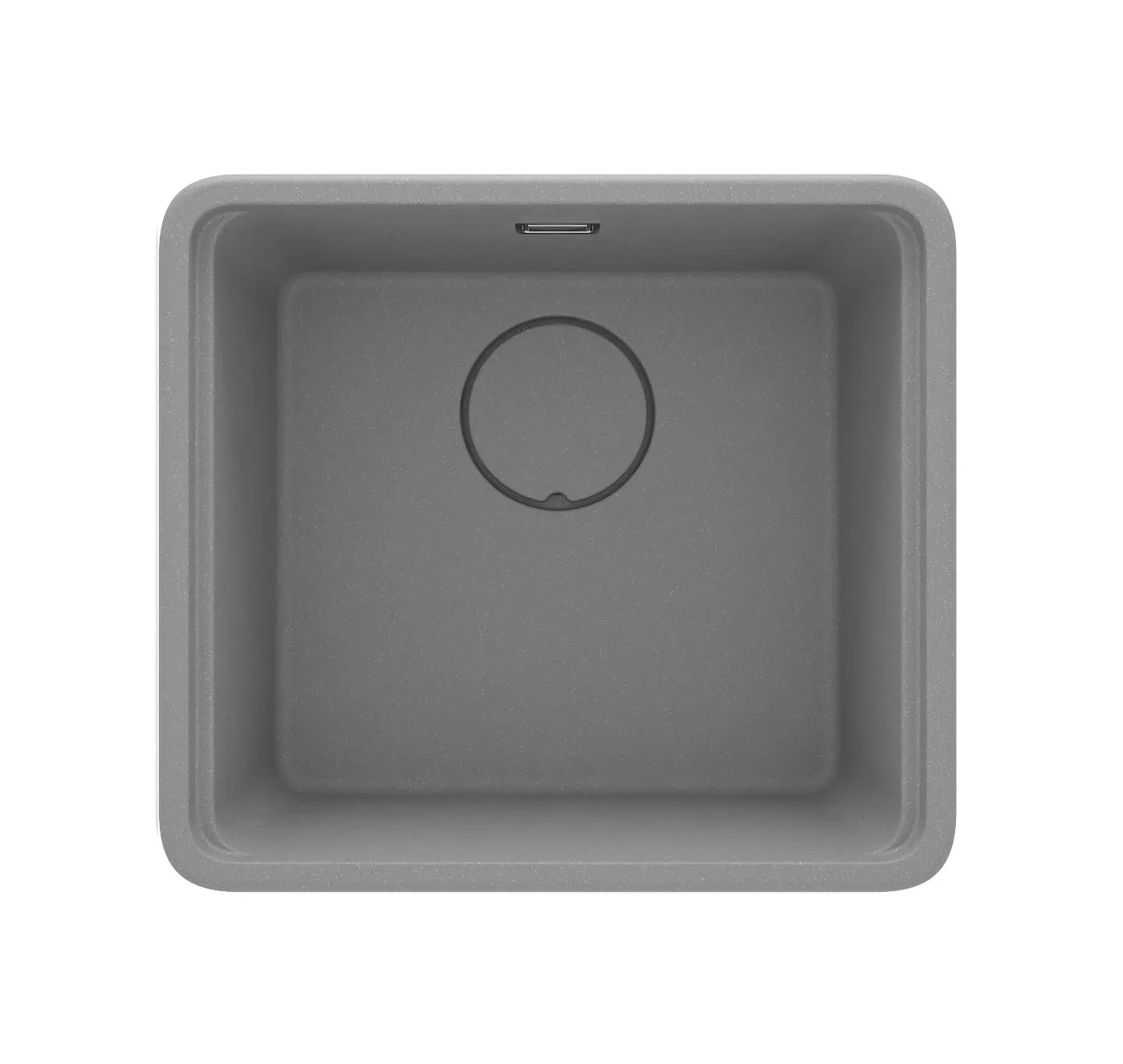 Évier de cuisine encastrable simple bac granit Deante Momi 50 x 45 cm en gris métallisé avec vidage manuel