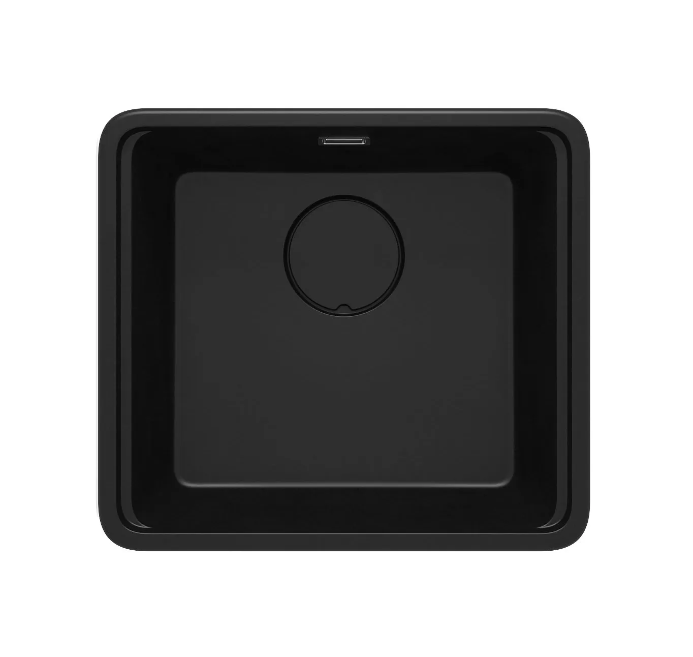 Évier de cuisine encastrable simple bac granit Deante Momi 50 x 45 cm en noir mat avec vidage manuel