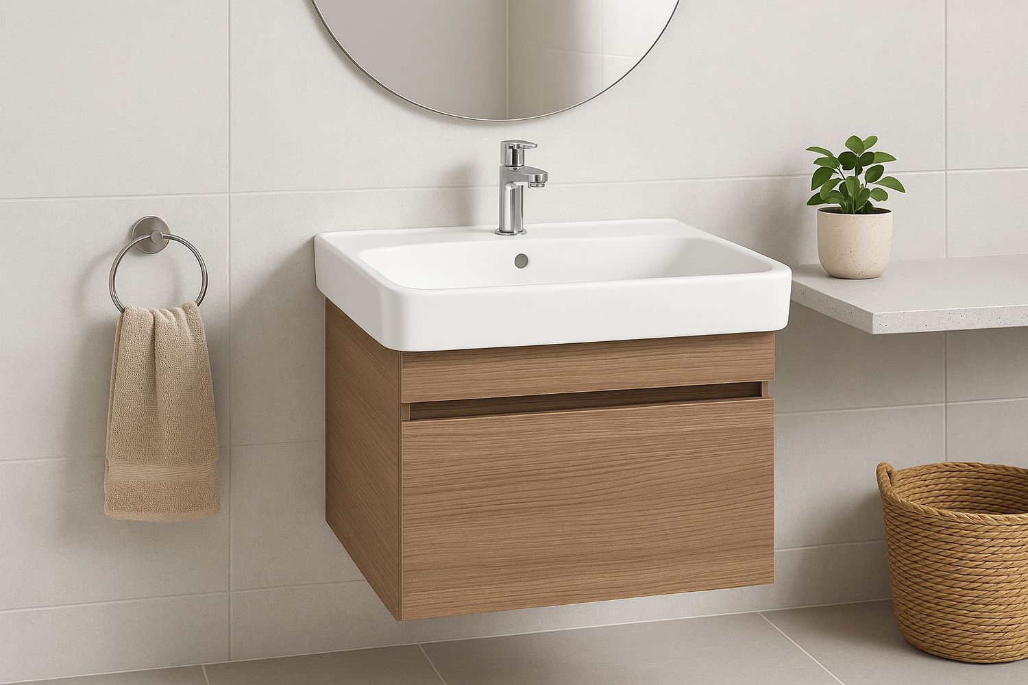 Meuble de salle de bains à un tiroir pour lavabo Geberit Smyle 60 cm (sans vasque)