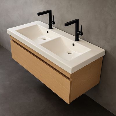 Meuble de salle de bains Spazio double 120 cm à un tiroir (sans vasque)