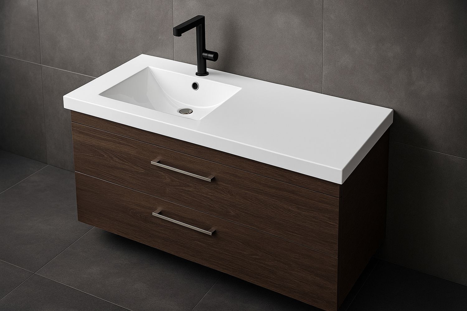 Bathroom Furniture Spazio 120 cm Offset with Two Drawers (without Basin)