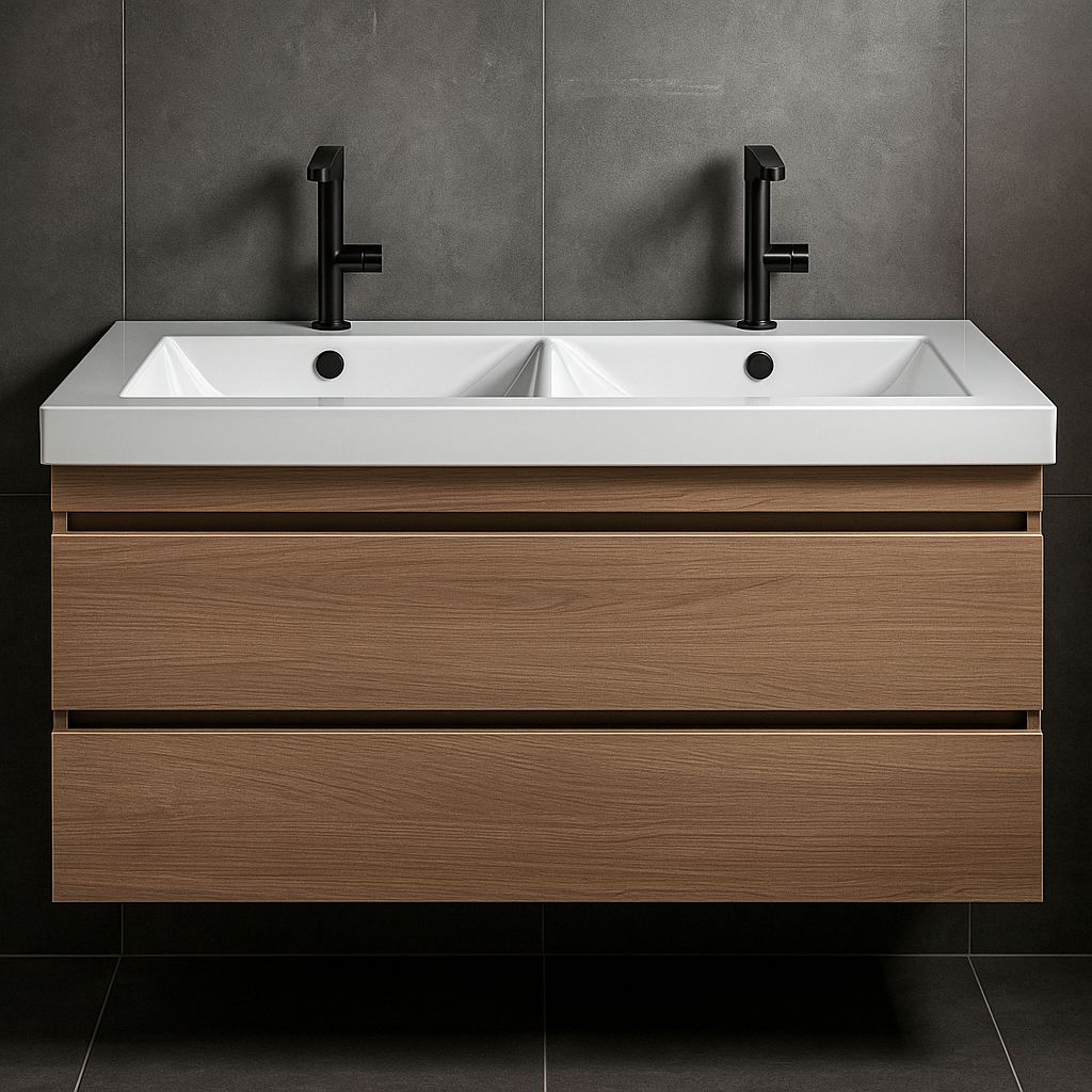 Double Bathroom Furniture Spazio 120 cm with Two Drawers (Without Basin)