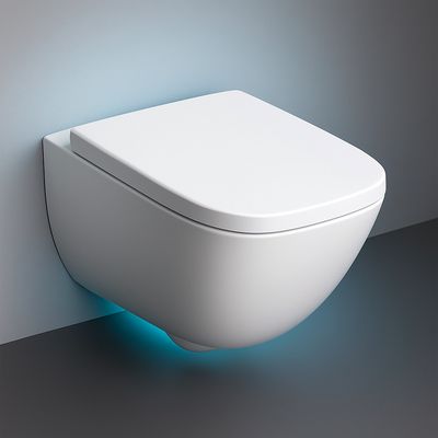 Geberit Premium Square Rimfree Wall-Hung Toilet Set with Concealed Fixings and Detachable Antibacterial Soft-Close Seat