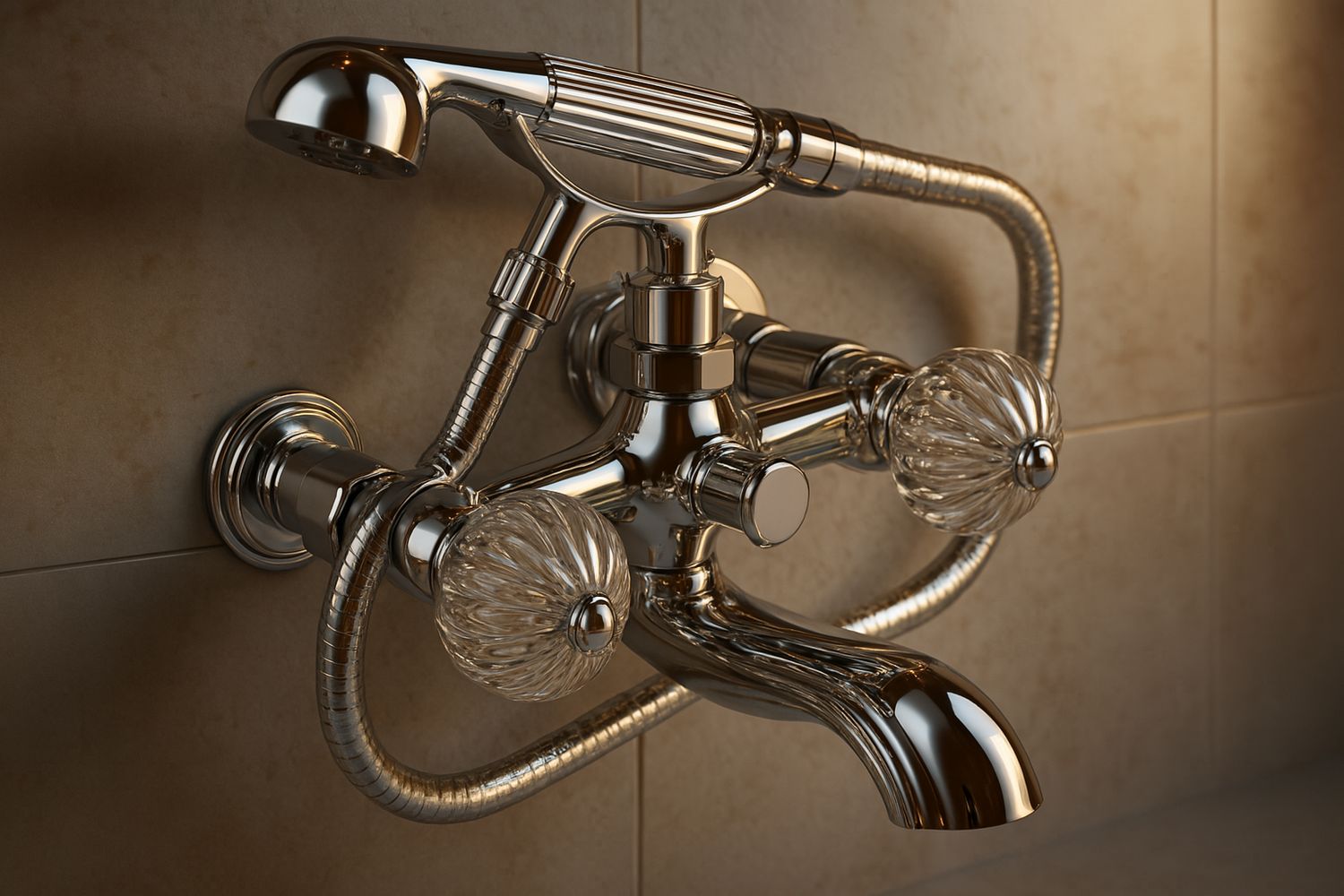 Mélangeur de bain / douche Delepine - Collection &quot;Mandarine Cristal Clair&quot;