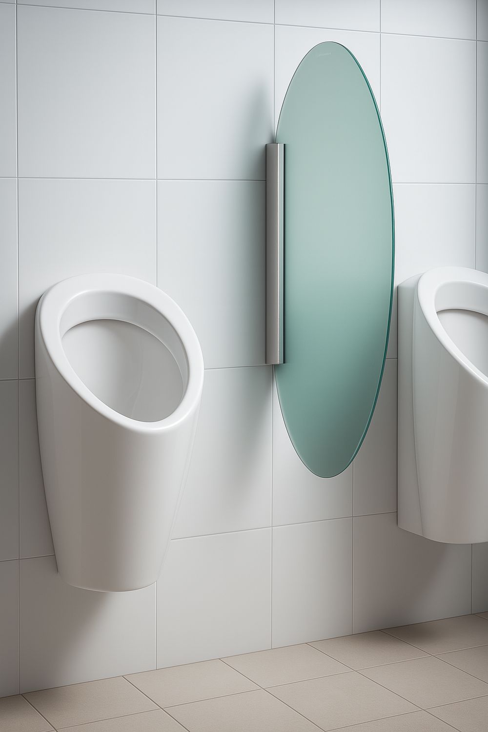 Séparation d&#39;urinoirs Geberit en verre, ovale