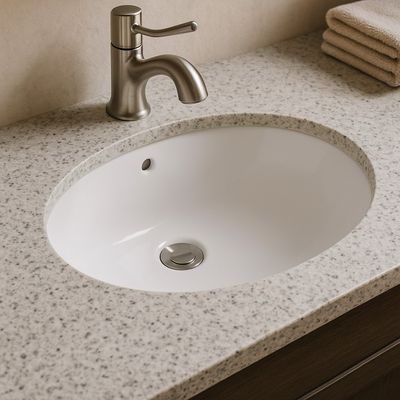 Vasque à encastrer par le dessous Geberit VariForm oblongue 62.5 x 49 cm avec trop plein