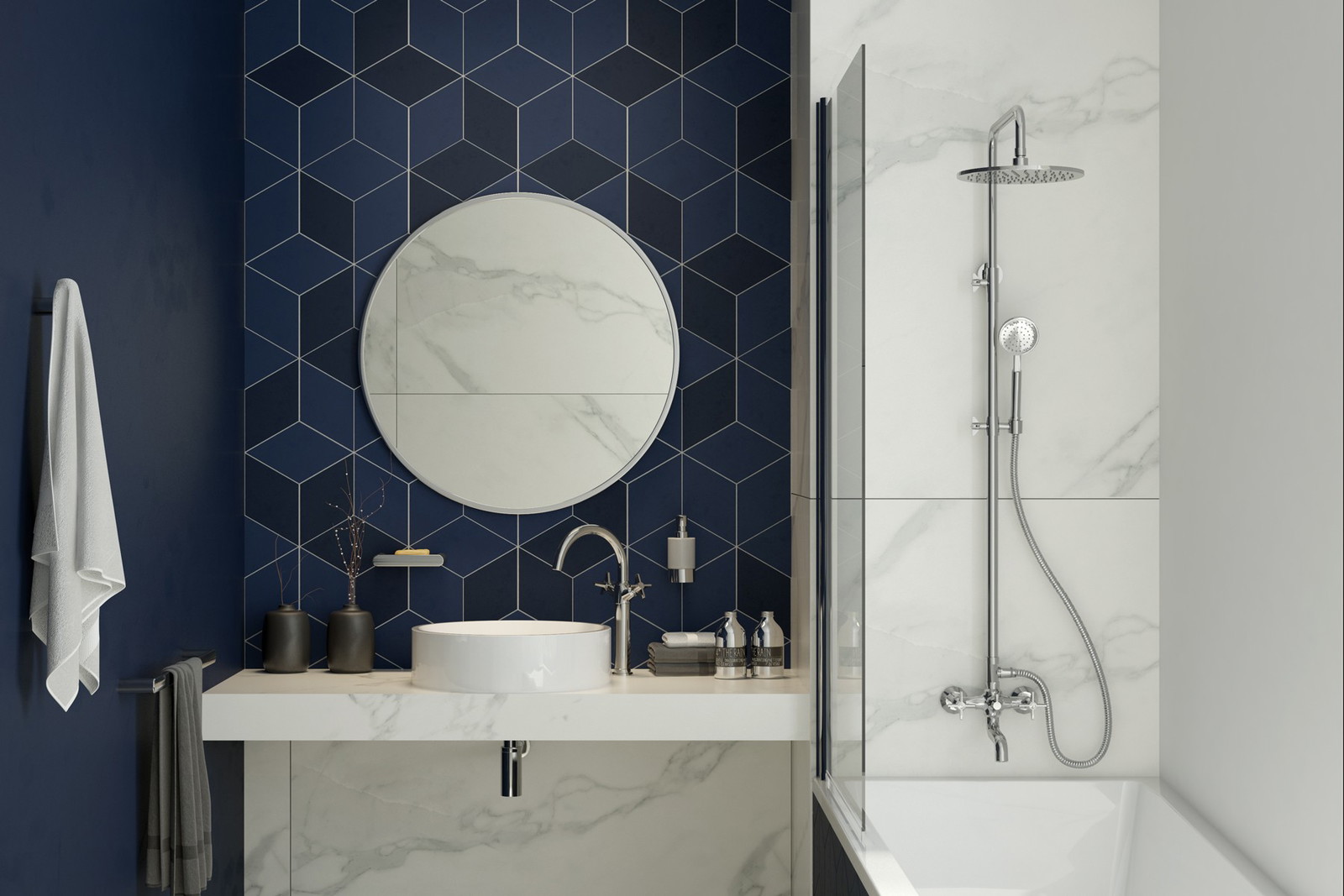 Colonne de douche Deante Temisto 250 avec mitigeur de douche et bec verseur en chromé - vue 3