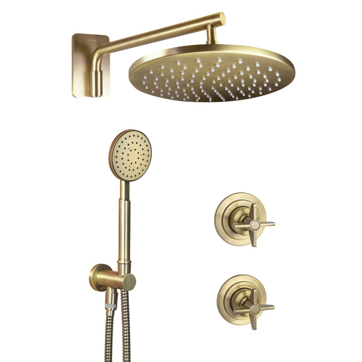 Ensemble de douche encastré Deante Temisto 250 en PVD laiton brossé