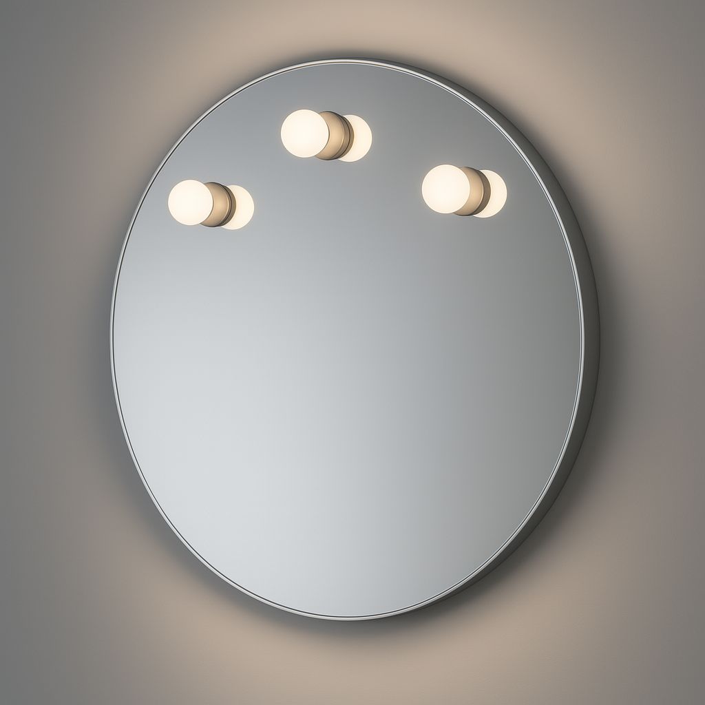 Mirror Gedy Dakota round 60 cm with white frame and lighting