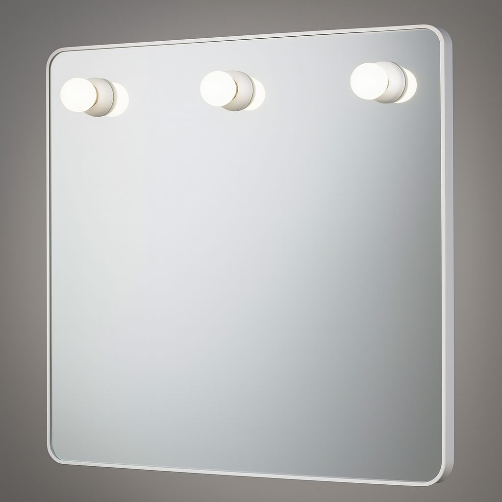 Mirror Gedy Dakota Square 55 cm with White Frame and Lighting