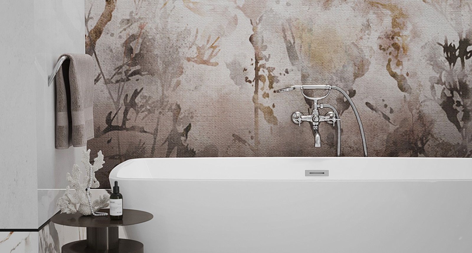 Mélangeur de bain / douche Deante Temisto avec flexible et douchette à main en chromé - vue 6