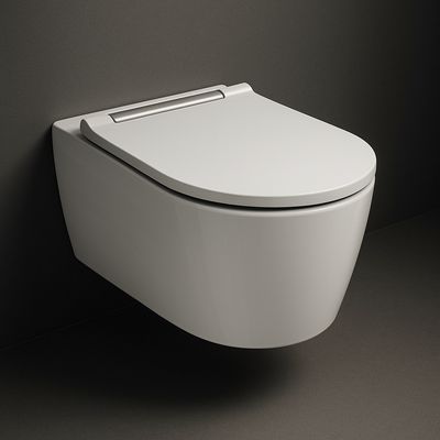Geberit One Wall-Hung Toilet Pack with TurboFlush KeraTect® Coating, Hidden Fixations, and Soft-Close Detachable Antibacterial Chrome Seat