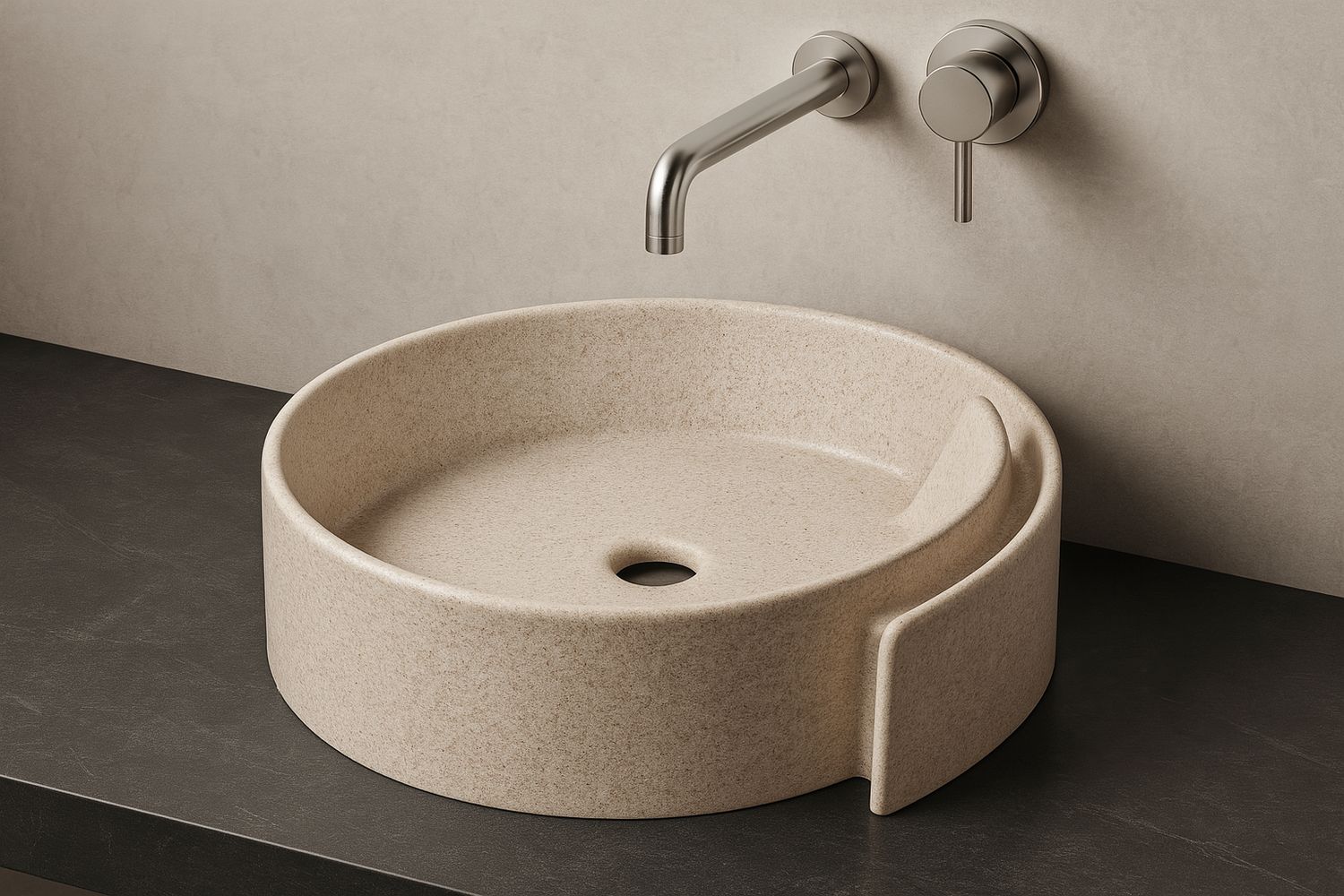 Bol à poser &quot;Arobase&quot; 40 cm granité corail