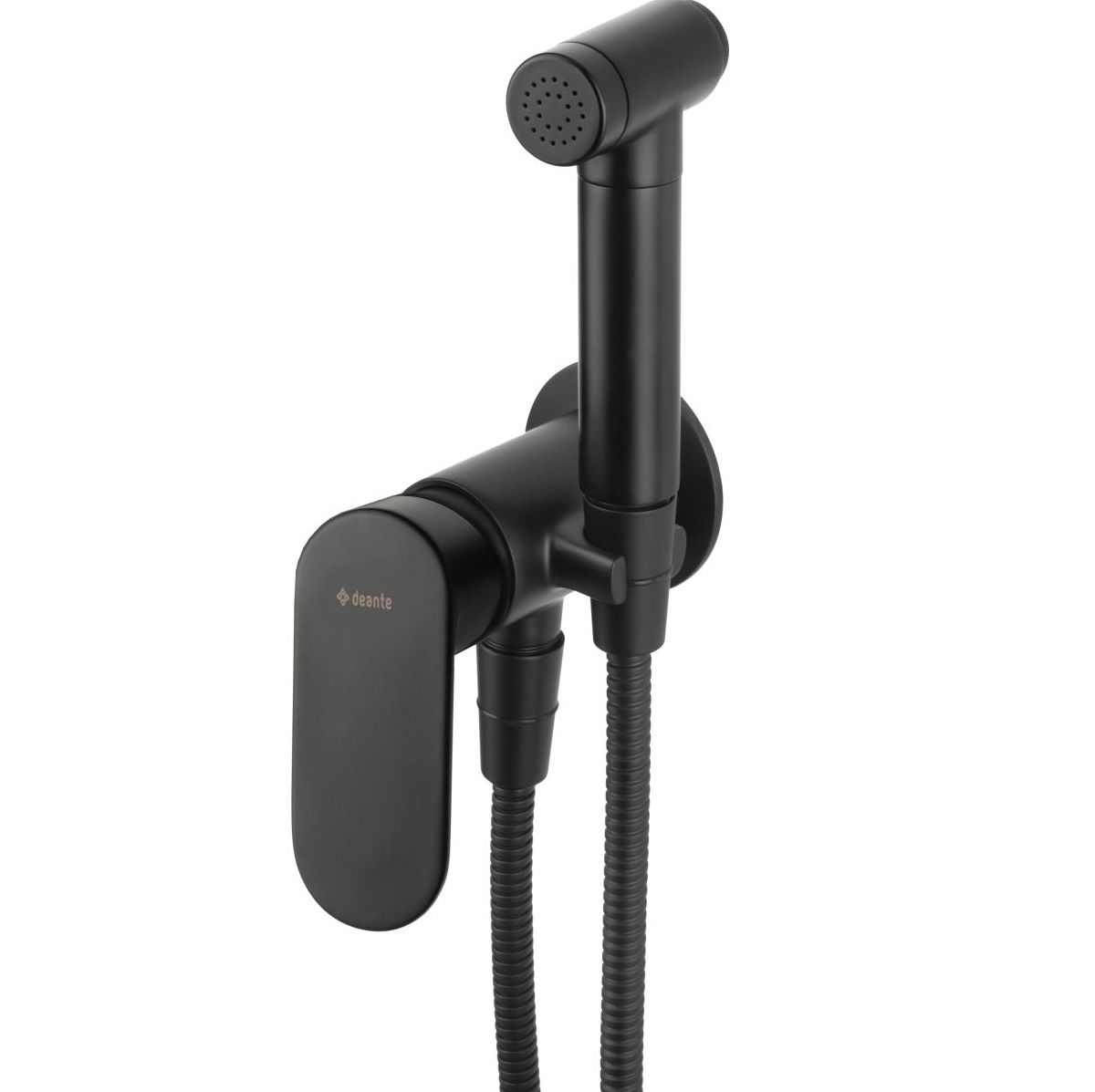 Hygienic WC Set with Built-in Mixer Deante Alpinia in Matte Black with 80 cm Hose