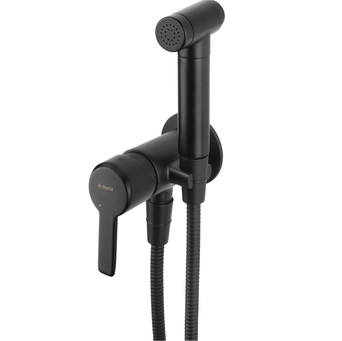 Hygienic WC Set with Built-in Mixer Deante Arnika in Matte Black with 120 cm Flexible
