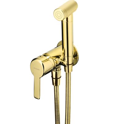 Hygienic WC Set with Built-in Mixer Deante Arnika in Polished Gold PVD with 120 cm Hose