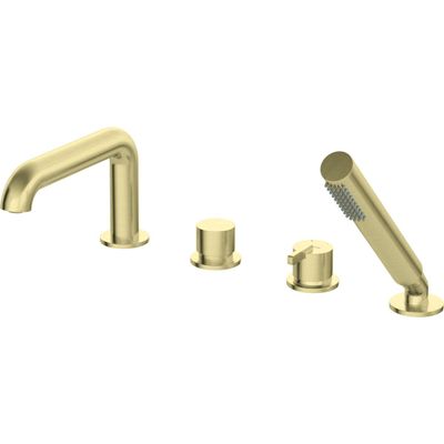 Four-Hole Faucet for Bathtub Edge Installation Deante Silia in Brushed Gold PVD