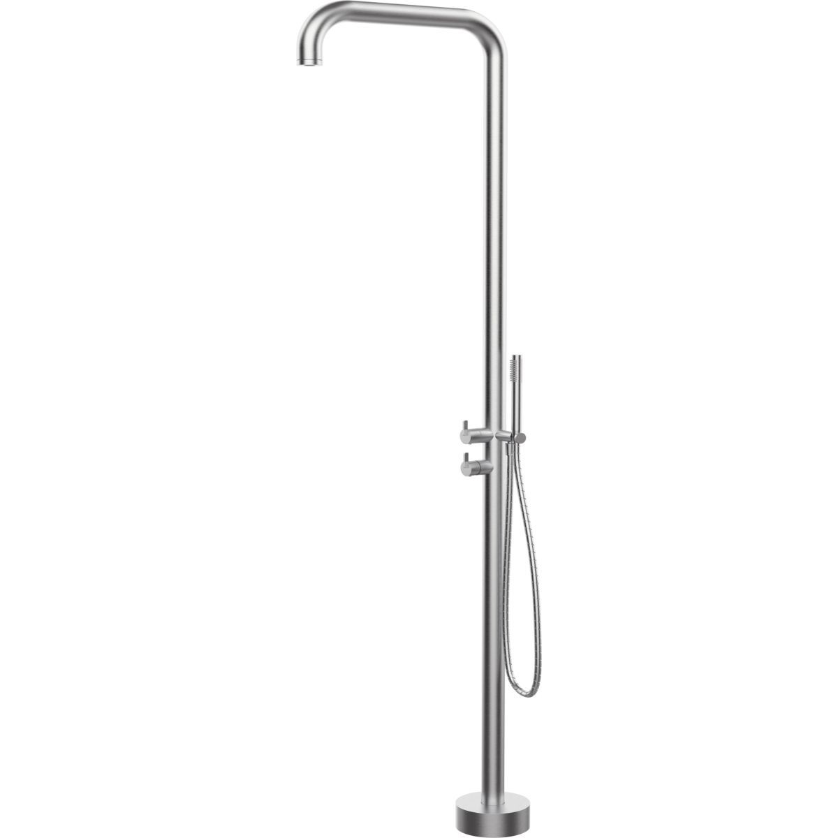 Colonne de douche Deante Silia pour montage au sol avec mitigeur de douche en acier inoxydable brossé (intérieur / extérieur)