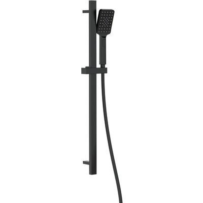 Deante Alpinia Shower Bar with Handheld Showerhead 3 Jets and Matte Black Hose