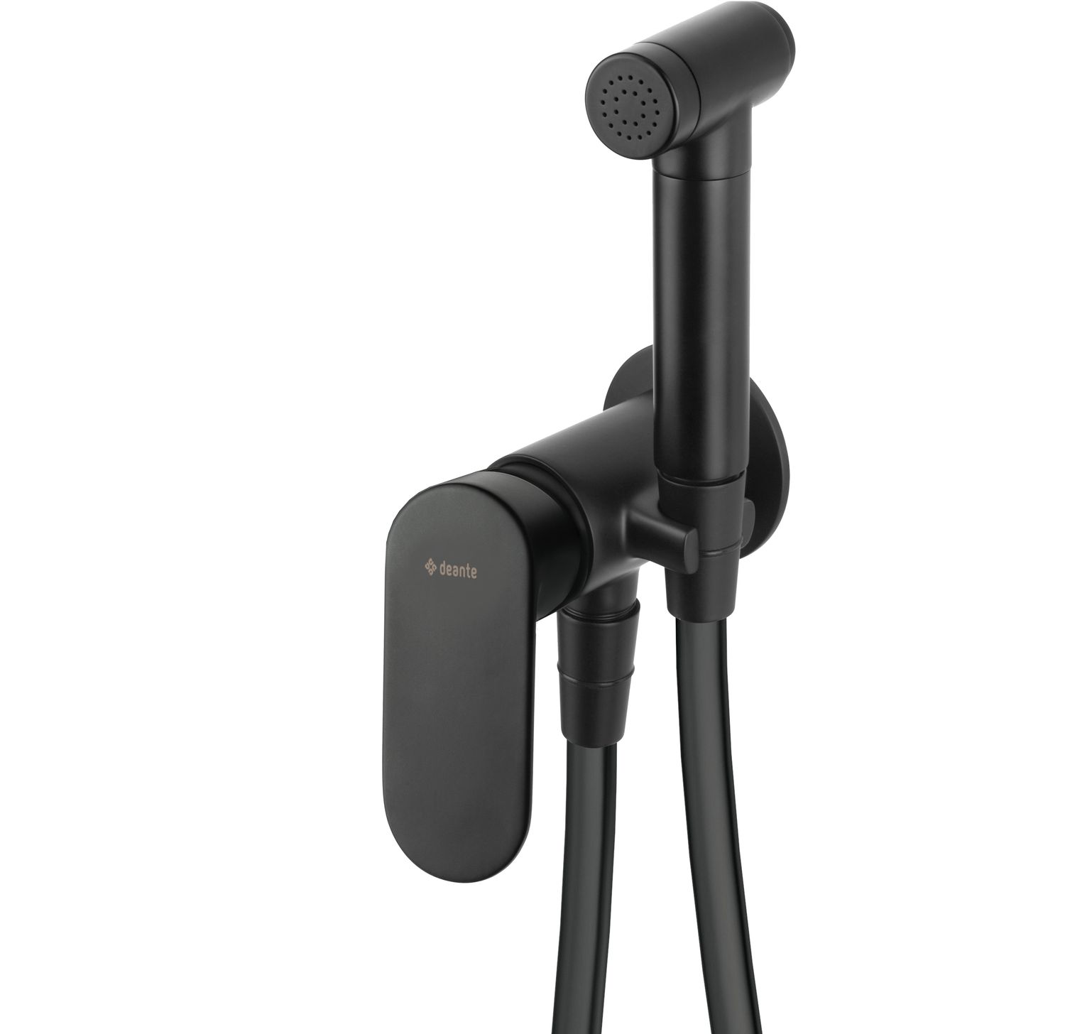 Hygienic WC Set with Built-in Mixer Deante Alpinia in Matte Black with 80 cm Hose