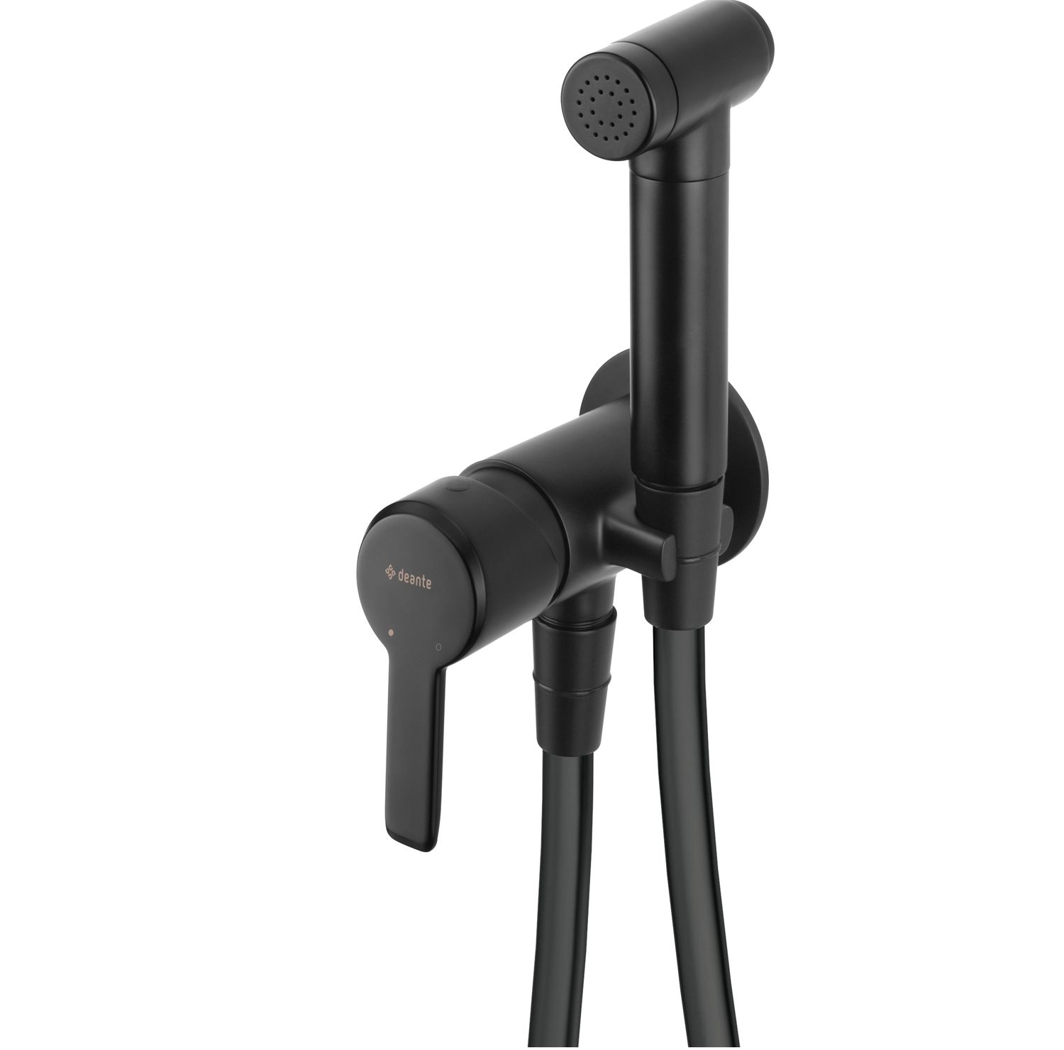 Hygienic WC Set with Built-in Mixer Deante Arnika in Matte Black with 120 cm Flexible