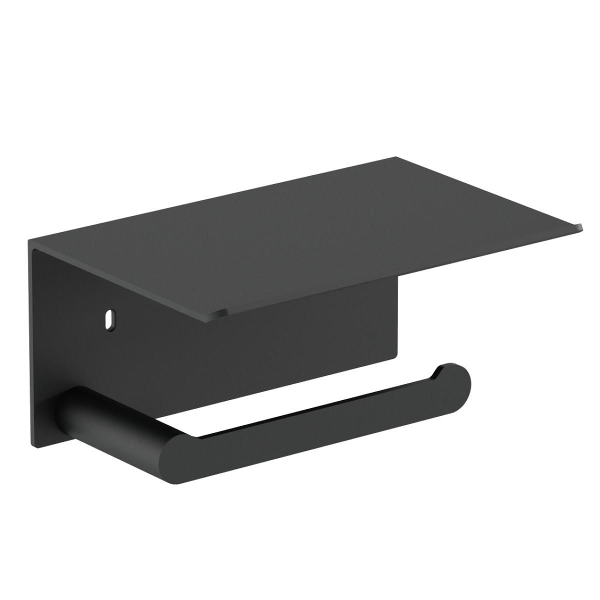 Nofer Niza Toilet Roll Holder with Matte Black Support Surface