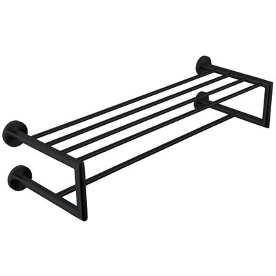 Nofer Niza matte black towel rack tray with lower bar