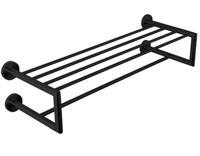 Nofer Niza matte black towel rack tray with lower bar