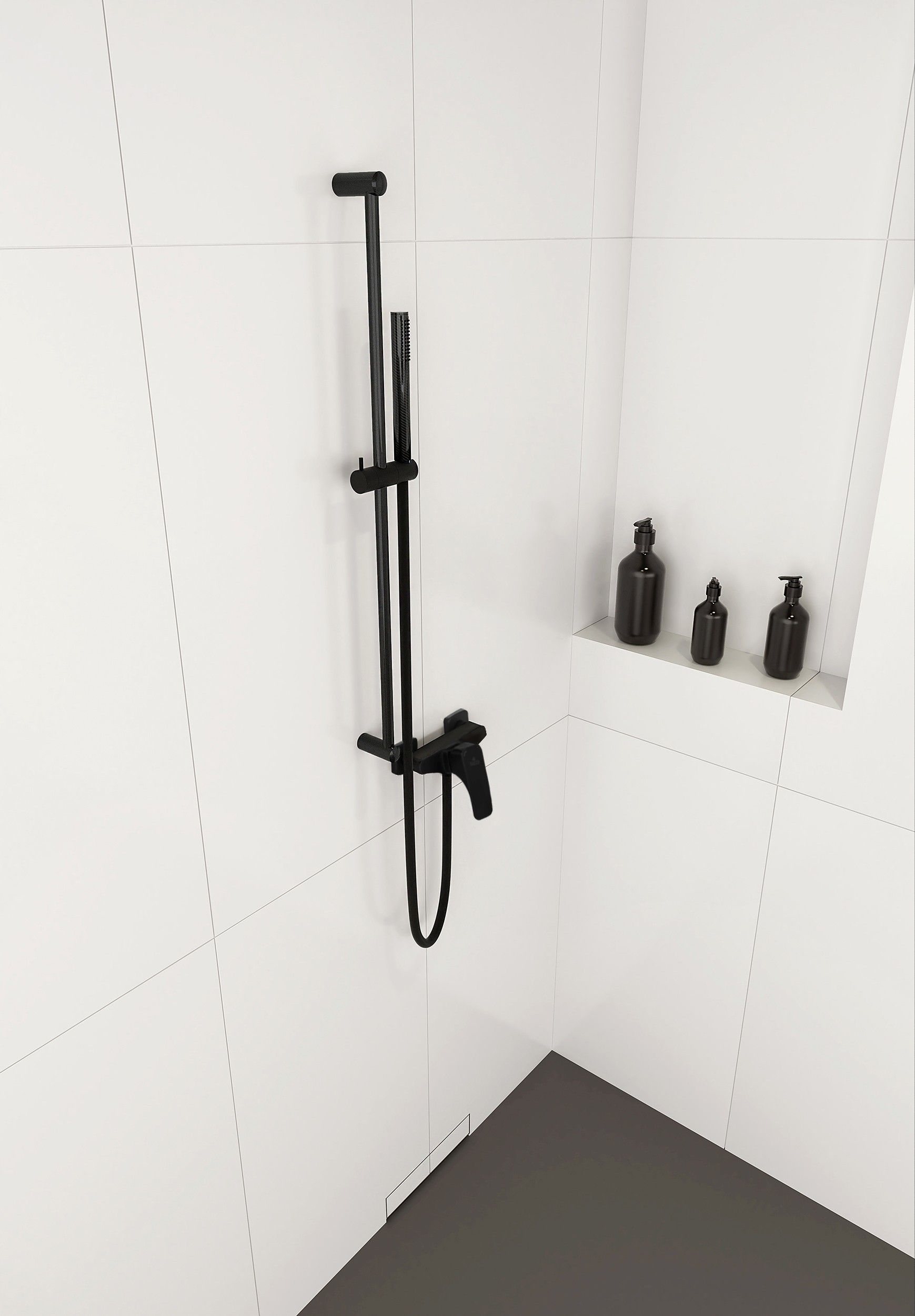 Barre de douche Deante Karbo avec douchette à main 1 jet et flexible en noir mat - vue 3