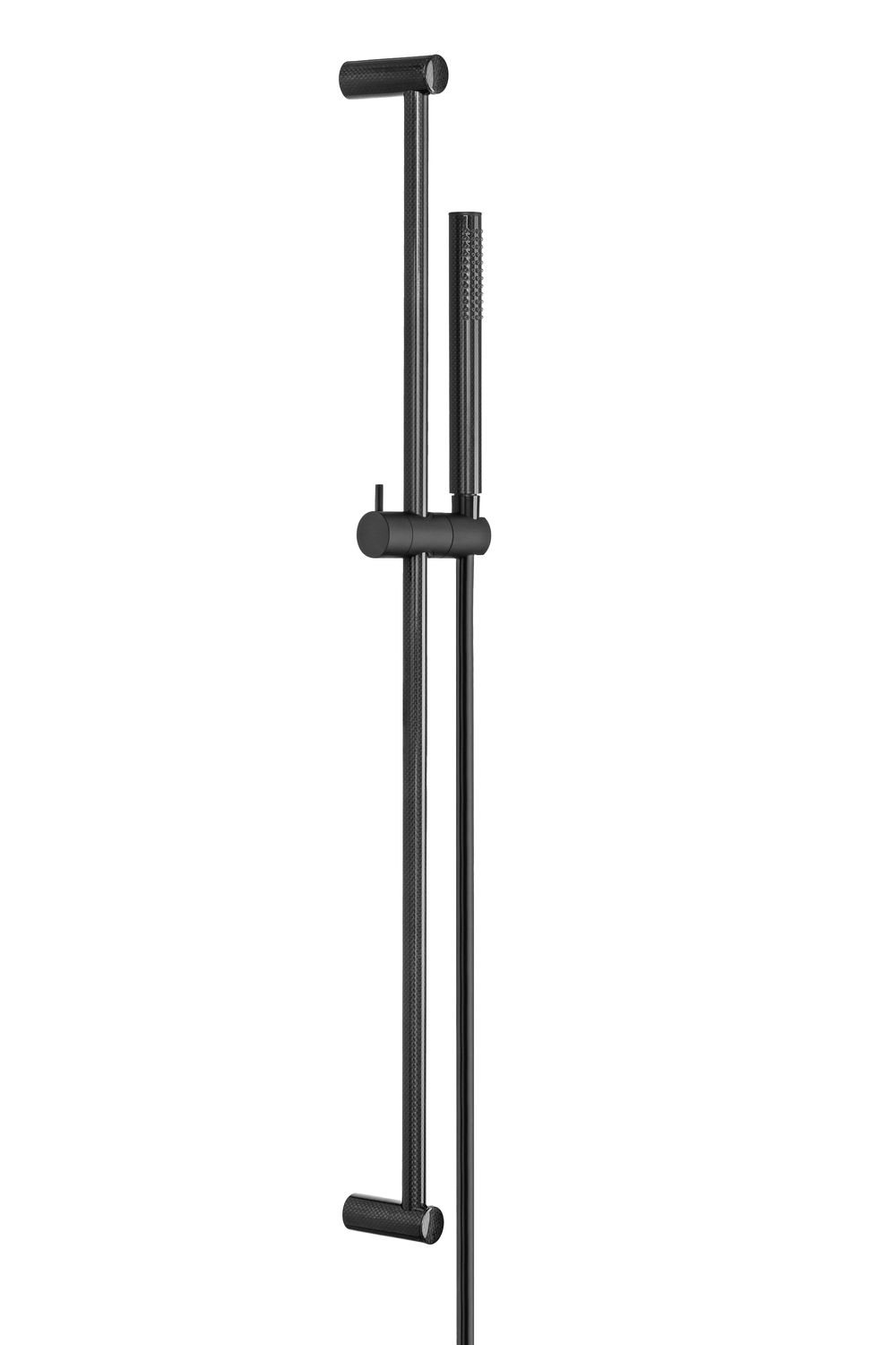 Deante Karbo Shower Bar with 1-Jet Handheld Showerhead and Matte Black Hose