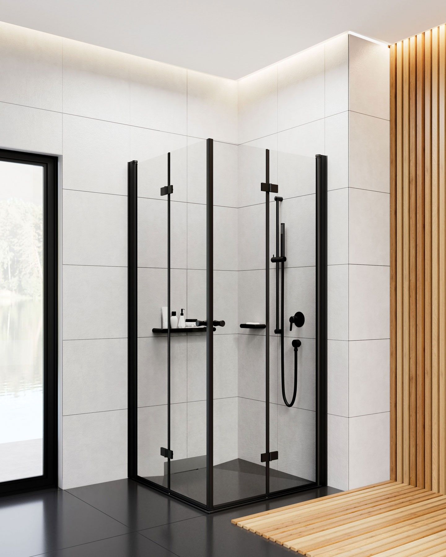 Barre de douche Deante Karbo avec douchette à main 1 jet et flexible en noir mat - vue 5