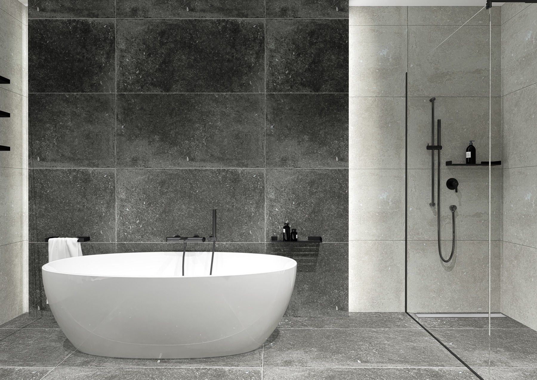 Barre de douche Deante Karbo avec douchette à main 1 jet et flexible en noir mat - vue 6