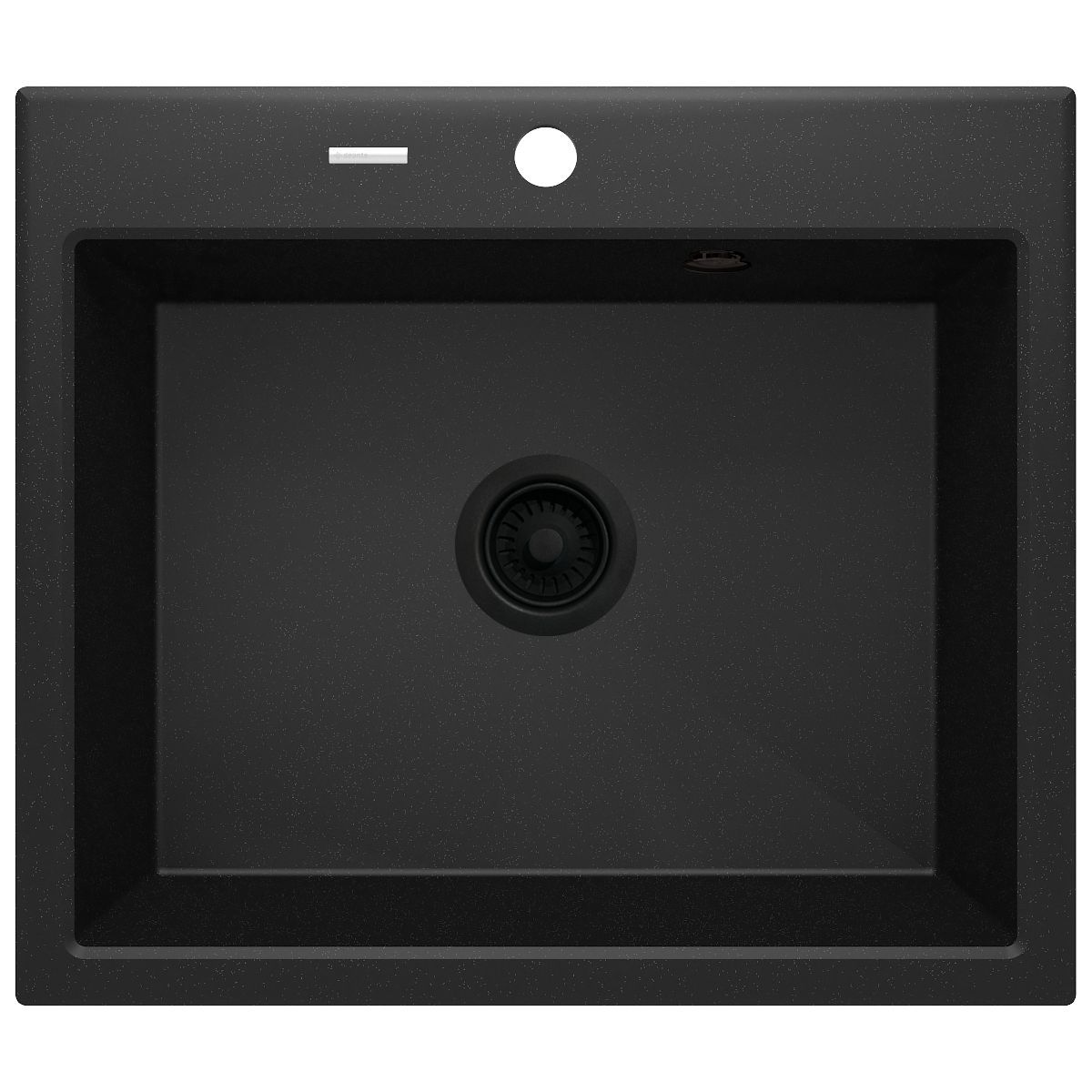 Deante Andante Single Basin Granite Kitchen Sink 60 x 52 cm in Metallic Graphite with Space-Saving Telescopic Drainage