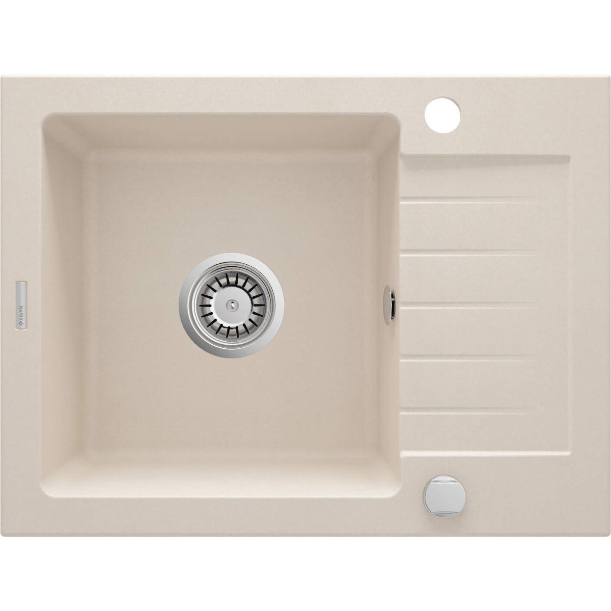 Deante Zorba 58 x 44 cm Beige Granite Single Bowl Undermount Kitchen Sink with Space-Saving Telescopic Drainage