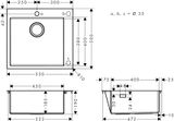 S71 S711-F450 Evier encastré 450