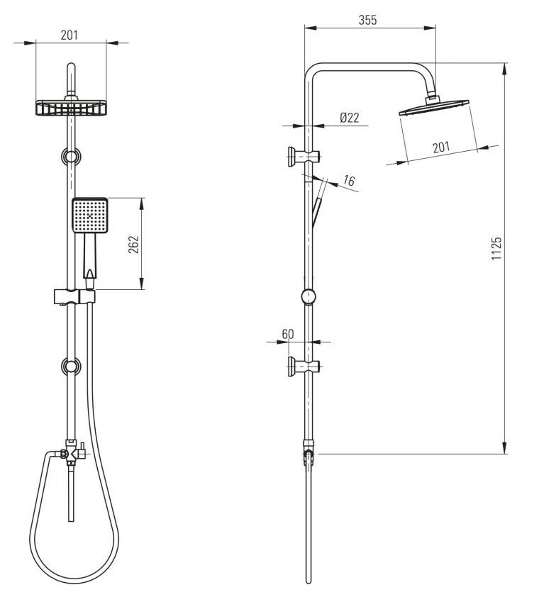 Colonne de douche Deante Boro 200 en noir mat — vue 4