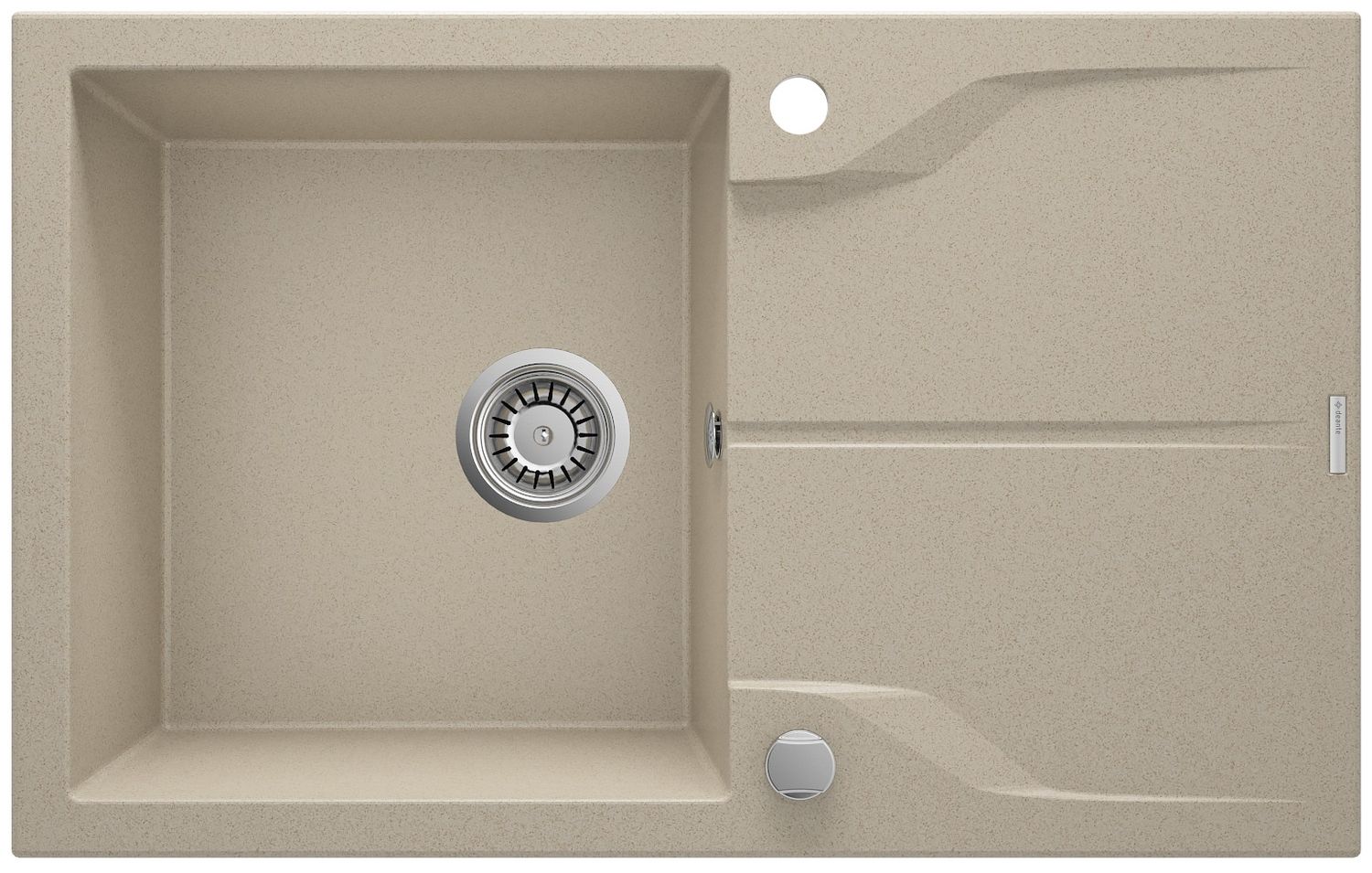 Deante Andante Single Bowl Granite Undermount Kitchen Sink 78 x 49 cm, Sandblasted Finish with Space-Saving Telescopic Drain