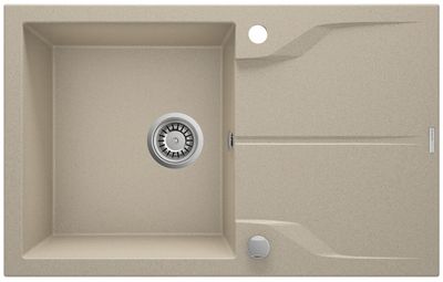 Deante Andante Single Bowl Granite Undermount Kitchen Sink 78 x 49 cm, Sandblasted Finish with Space-Saving Telescopic Drain